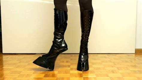 Cloven Hoof Boots Patent Black Leather Youtube