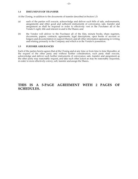 Share Purchase Agreement Template Uk