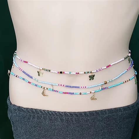 Gaby Bohemian Body Jewelry Popular Elastic Colorful Rice Waist Beads