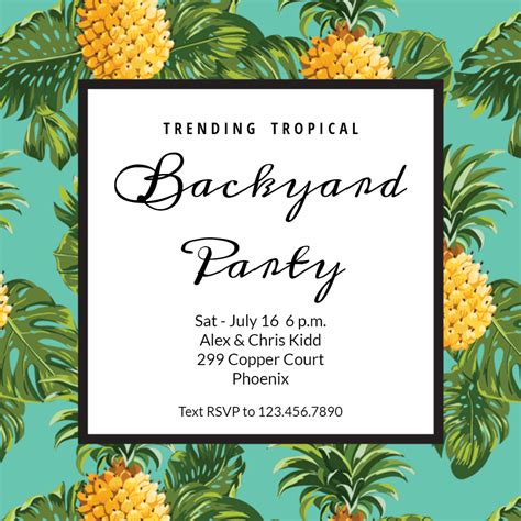 pineapple print printable party invitation template