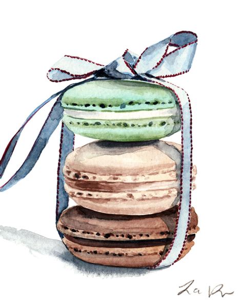 Laduree Macarons Stack Tied With A Bow Giclee Print Of Watercolor
