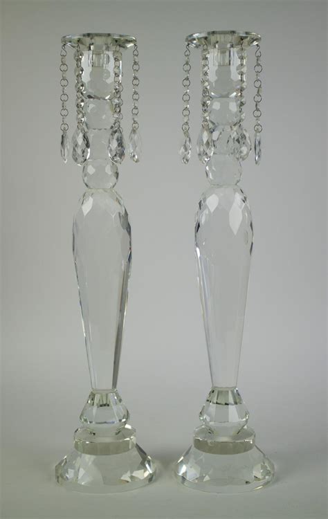 Lot Pair Of Crystal Candlesticks