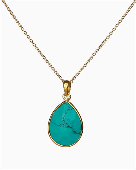 Large Turquoise Pendant Necklace Veda Jewelry