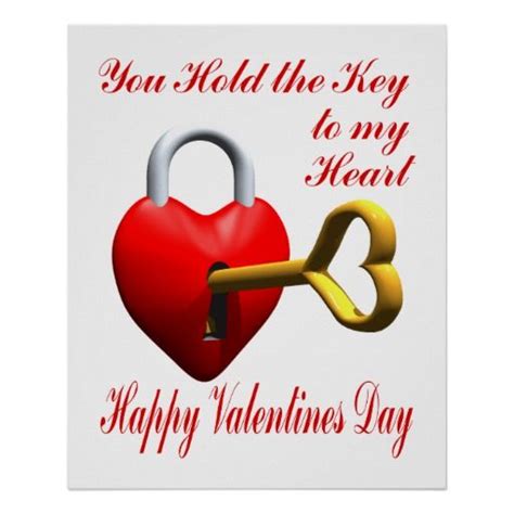 You Hold The Key To My Heart Happy Valentines Day Posters Happy