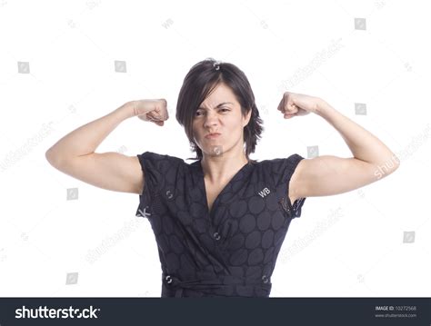 Strong Woman Flexing Her Muscles Foto Stok Shutterstock