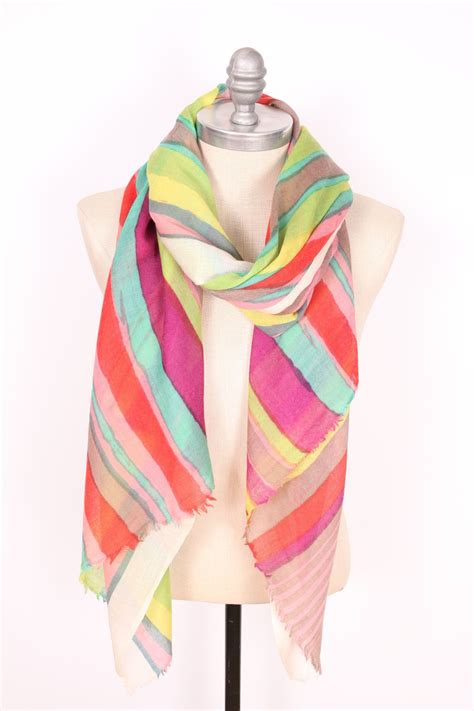 Multi Striped Scarf By Leelany On Etsy Scarf Striped Scarves Etsy