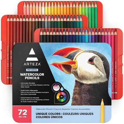 Arteza Professional Watercolor Pencils Assorted Colors Coloring Set