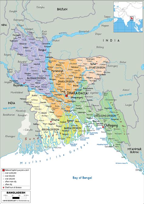 Large Size Political Map Of Bangladesh Worldometer