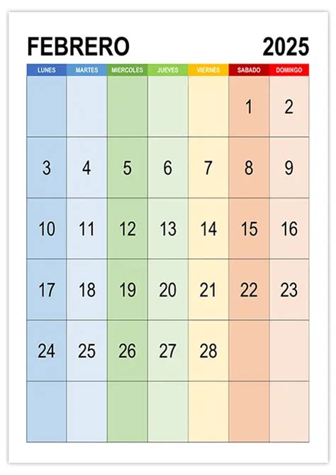 Calendario Febrero 2025 Calendariossu