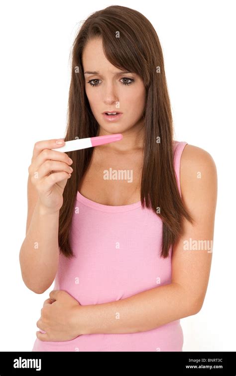Junge Teen Girl Auf Der Suche Schockiert Auf Schwangerschaft