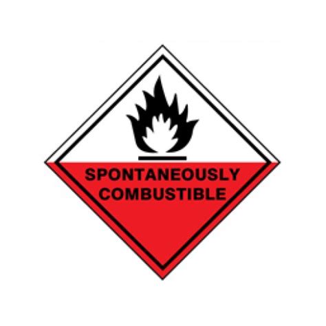 Spontaneously Combustible Hazard Warning Diamond Label