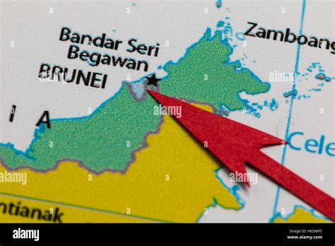 Red Arrow Pointing Brunei On The Map Of Asia Continent Stock Photo Alamy