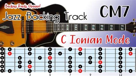 Ionian Mode Jazz Guitar Backing Track With Scale Chart C Major Youtube