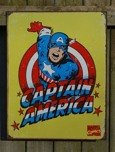 Captain America Marvel Comics Tin Metal Sign Comic Book