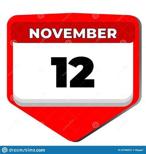 12 November Vector Icon Calendar Day 12 Date Of November Twelfth Day