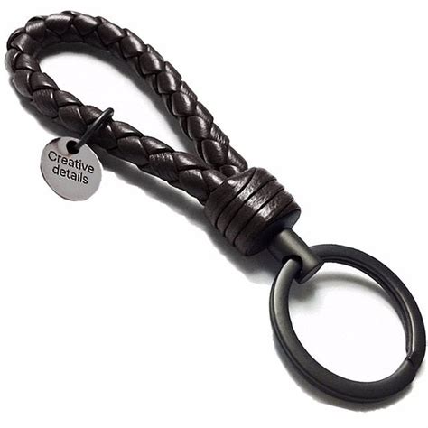 Braided Leather Keychain Handmade Keys Chains Strap For Car Key Office