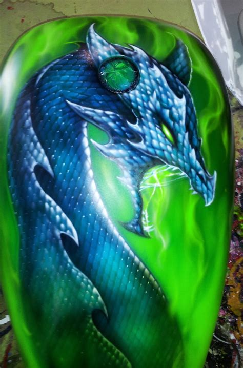 Airbrushed Dragon On Motorcycle Tank Custom Motorcycle Paint Jobs