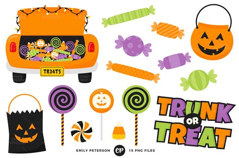 Trunk Or Treat Clip Art Halloween Candy Clipart Trick Or Etsy