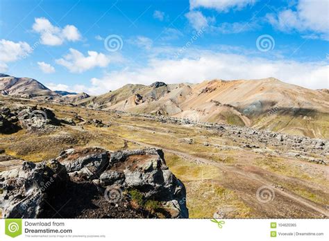 Mountain Slope Around Landmannalaugar In Iceland Stock Image Image Of