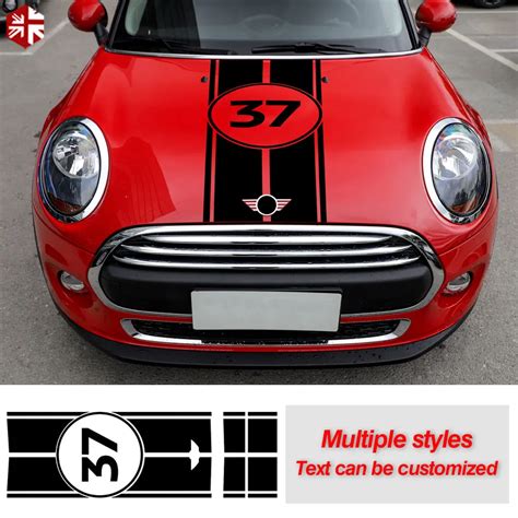 Mini Cooper Bonnet Stripe Decal With Union Jack Flag Car Parts