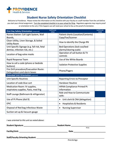 Student Nurse Orientation Form Fill Out And Sign Printable Pdf