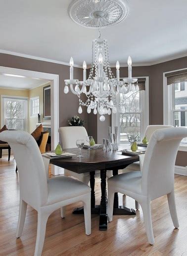 Modern Crystal Dining Room Chandeliers With White Chairs