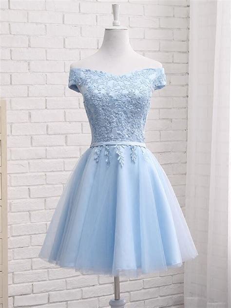 I received so many compliments while wearing it! Light Blue Drawstring Lace Off Shoulder Tutu Homecoming ...