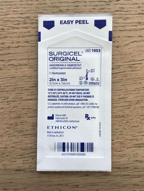 New Ethicon 1953 Surgicel Original Absorbable Hemostat 2in X 3in