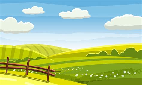 Ver más ideas sobre dibujos paisajes a lapiz, boceto de paisaje, dibujo arquitectonico. Ilustración de Paisaje Rural De Felds Y Colinas Valle Rural De Dibujos Animados Con Verdes ...