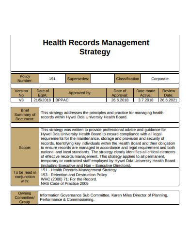 9 Medical Record Management Templates In Pdf Doc