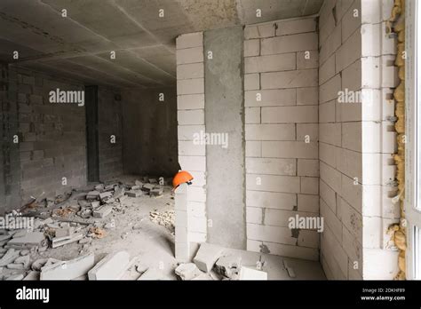 Abandoned House Interior Dirty Room Rotten Peeled Walls Stock Photo