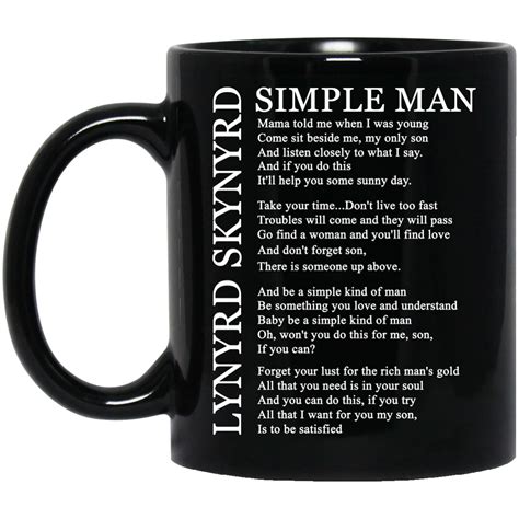 Lynyrd Skynyrd Simple Man lyric mug - Icestork | Simple man lyrics, Mugs, Lynyrd skynyrd simple man