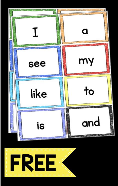 Kindergarten Sight Word Flash Cards Printable Kindergarten