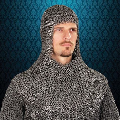 Riveted Darkened Aluminum Mail Armor Coif In 2019 Chain Mail Helmet