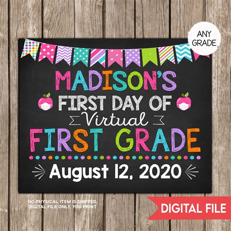 First Day of Virtual School Sign Girl First Day of School | Etsy | School signs, Virtual school ...