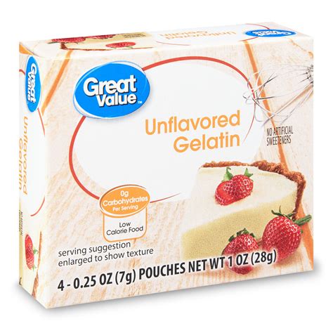 Great Value Unflavored Gelatin 025 Oz 4 Count