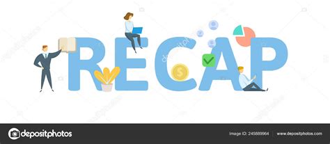Recap Concept People Letters Icons Colored Flat Vector Illustration