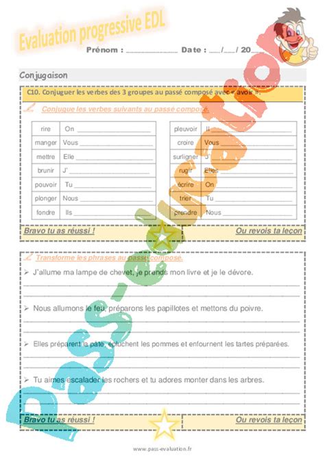 The passé composé is the most used past tense in the modern french language. Évaluation avec correction : auxiliaire avoir : CM1 - Cycle 3