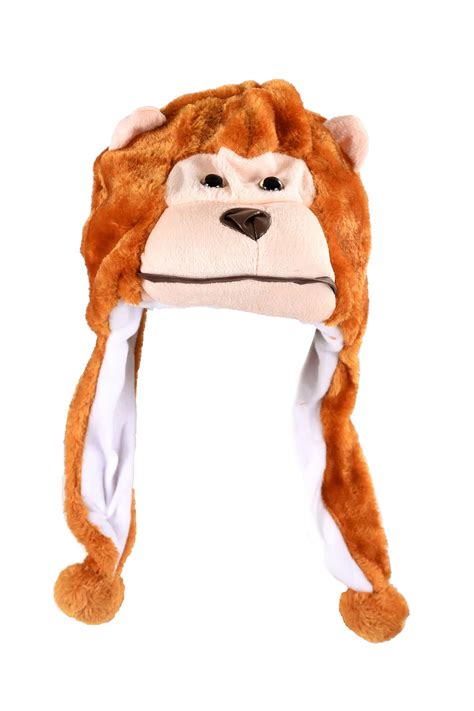 Saf Animal Hat With Scarf Faux Fur Kids Winter Hat Monkey In Skullies