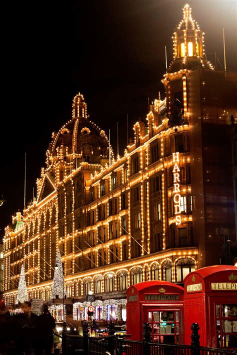 Harrods with christmas lights decoration, london uk. Harrods switches on its Christmas lights to kick off the ...