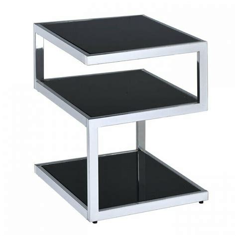 Contemporary Black Glass Side Table Affordable Modern Design