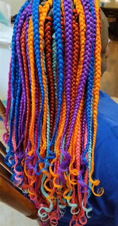 Colored Box Braidsrainbow Color Multi Colored Braids Colored Box Braids Box Braids