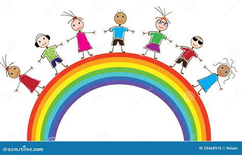 Children And Rainbow Stock Vector Illustration Of Rainbow 20468976