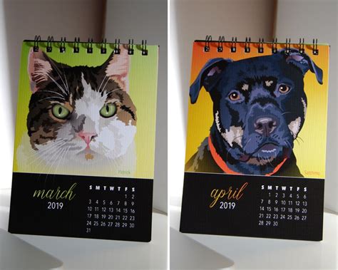 Dog And Cat Desk Calendar 5x7 2021 Flexible Dates Animal Etsy