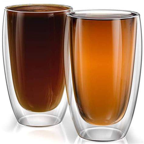 stone and mill large double wall drinking glasses set of 2 15 ounce insulated glass