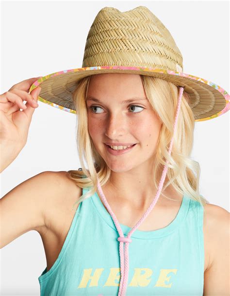 Billabong Beach Dayz Girls Straw Lifeguard Hat Pink Combo Tillys