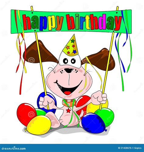 Happy Birthday With Cartoon Dog Royalty Free Stock Image Image 21428676