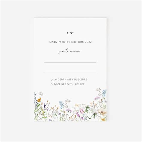 Wildflower Wedding Invitation Invitation Template Set Of 3 Etsy