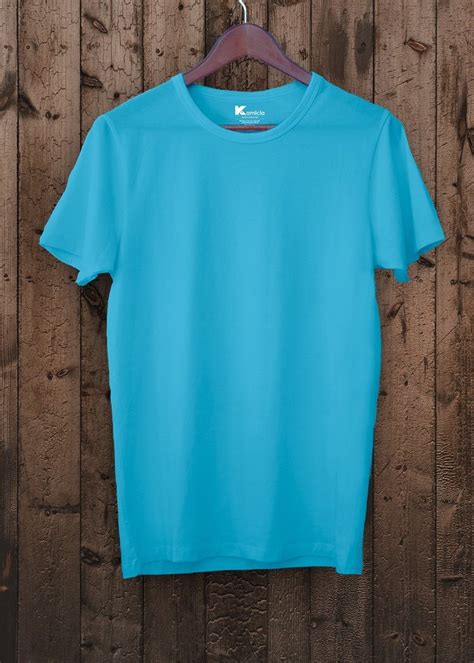 Plain Light Blue Mens Cotton T Shirt Casual Half Sleeves At Rs 140