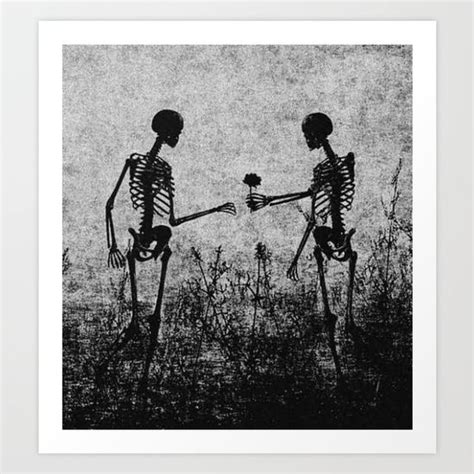 Skeleton Lovers In A Field Handing One Another A Flower Lovers Art